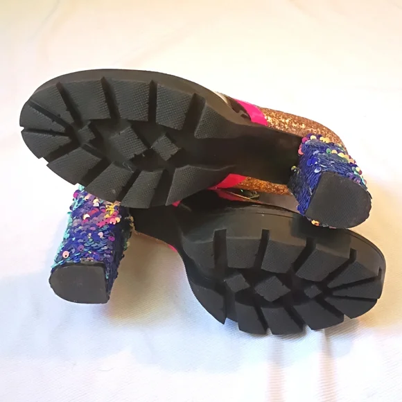 Colorful Glitter Platform Ankle Boots - Picture 6 of 10